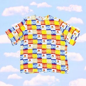 💖 SOLD 💖 Vintage 80s Clothes That Work Sunset & Waves Bright Colorful Top
